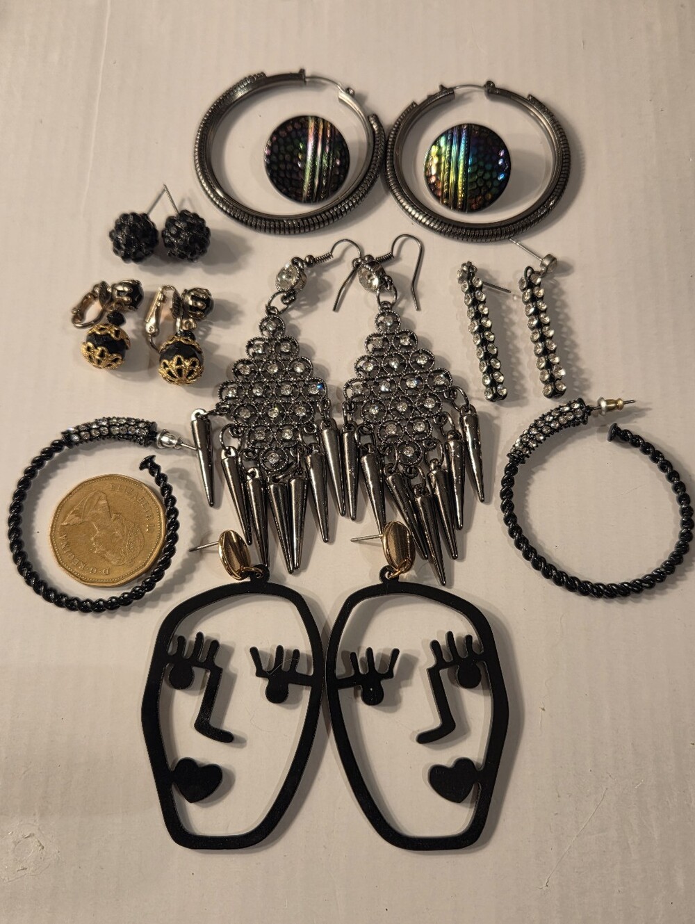 Assorted Women's Earrings Set - Black, Silver & Gold Accents